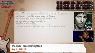 Video thumbnail of "🎸 The River - Bruce Springsteen HARMONICA MUTED Guitar Backing Track with chords and lyrics"