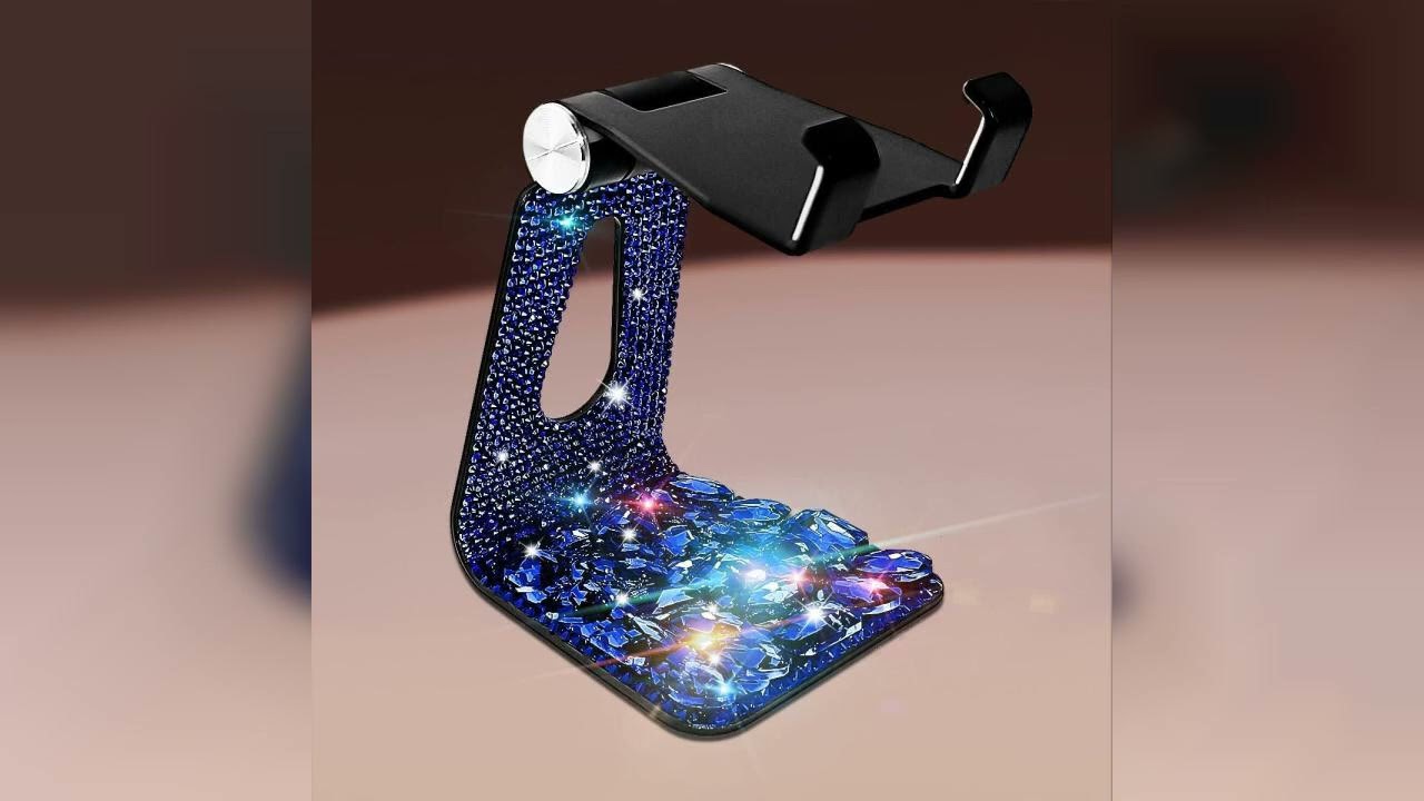 Review: Bling Crystal Phone Stand for Desk,Glitter Adjustable Cell Phone Holder, Desktop Holde...
