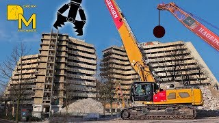 Amazing demolition machines destroying giant building Liebherr 960 high reach WRECKING BALL