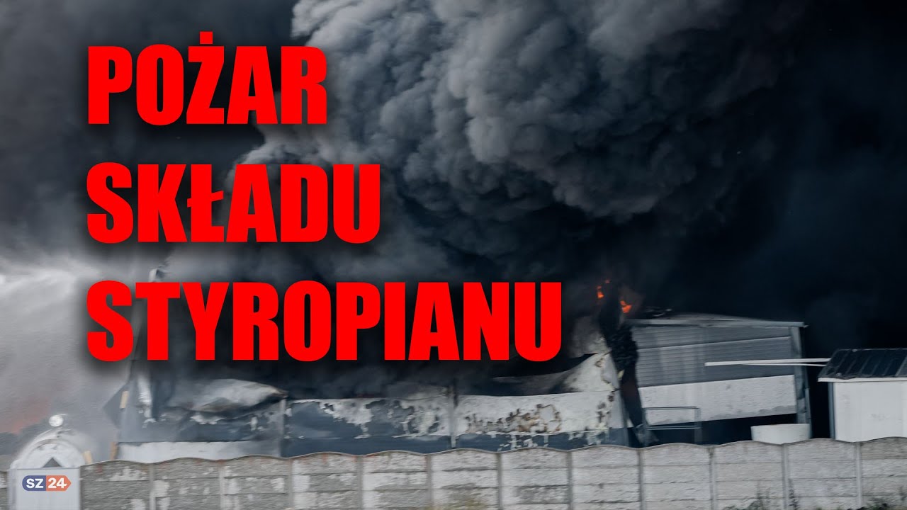 Pożar składu styropianu w Łebieńskiej Hucie, gmina Szemud 6 września 2024 roku.