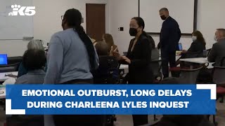 An emotional outburst, long delays during Wednesday's inquest into the death of Charleena Lyles