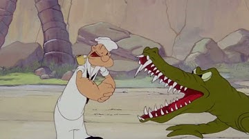Popeye napping with a Crocodile (Popeye the Sailor Man - "Pitchin