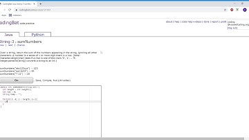 String 3(sumNumbers) Java Tutorial || codingbat.com