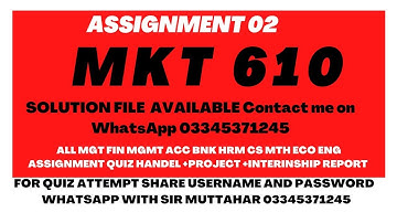 MKT 610 Assignment 02 Solution