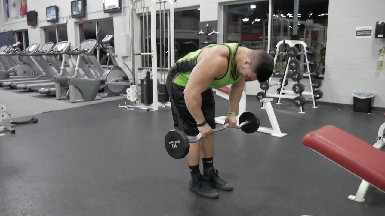 EZ Bar Standard Grip Bent Over Row Lats YouTube