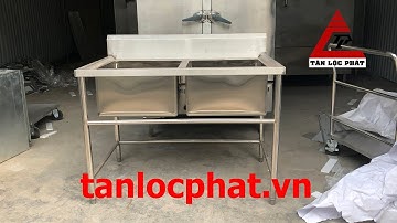 Chậu rửa công nghiệp 2 hố inox giá tốt nhất thị trường dành cho khu bếp công nghiệp