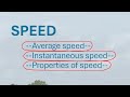 Speed | instantaneous speed | average speed | properties of speed
