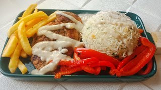 Chicken Steak With White Sauce & Garlic Parsley Rice Platter By Fooding