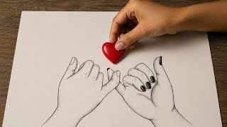 Pinky Promise Love ❤️ | Easy Couple Hand Drawing ✍️