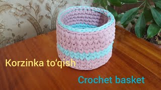 #korzinka#crochet#вязание Korzinka to‘qish/Корзинка из трикотажной пряжи/crochet basket