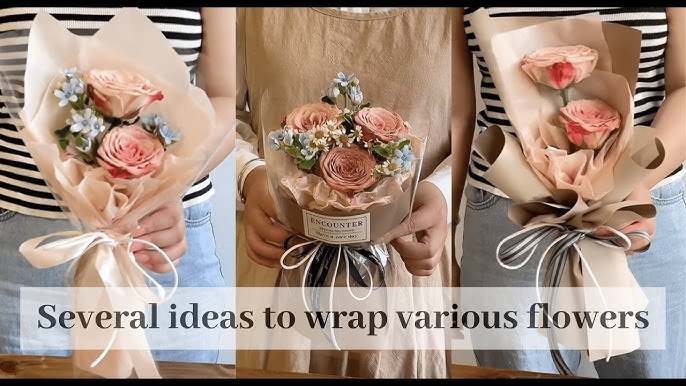 How to wrap flower bouquet using Kraft paper * 크라프트지 꽃다발