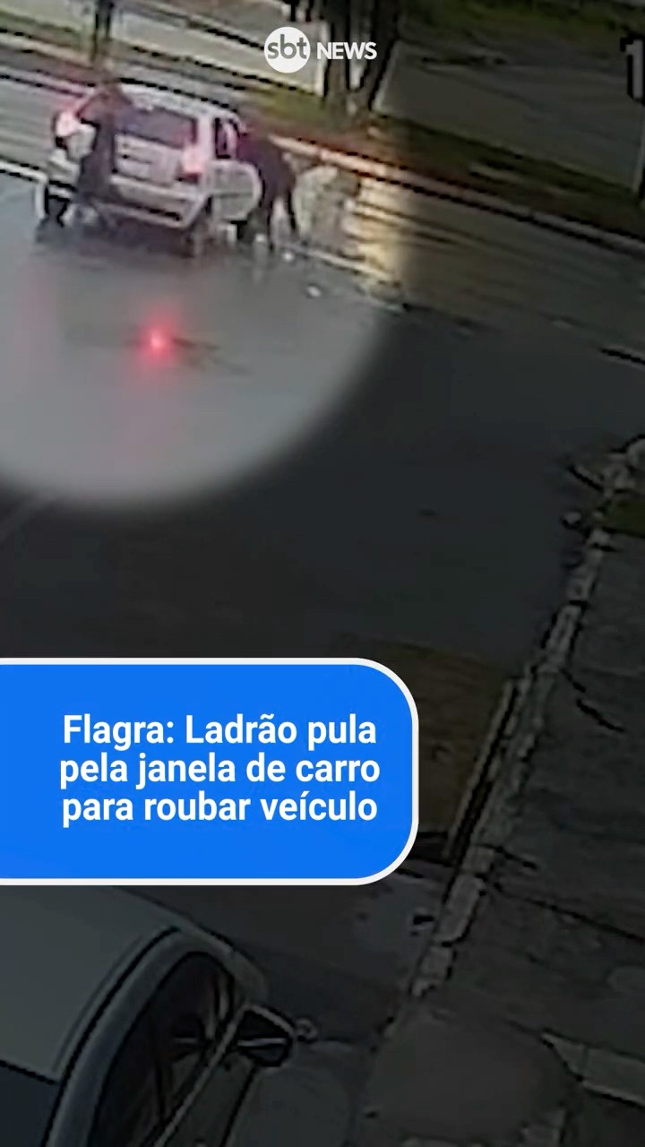 Flagra: Ladrão pula pela janela de carro para roubar veículo