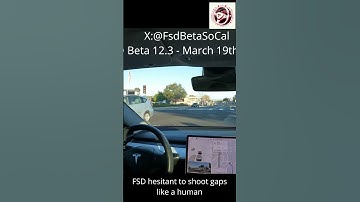 FSD 12.3 struggles to find some tight gaps in unprotected left with traffic #teslafsd #fsdbeta