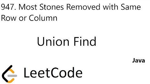 LeetCode 947 | Most Stones Removed with Same Row or Column | Union Find | Java