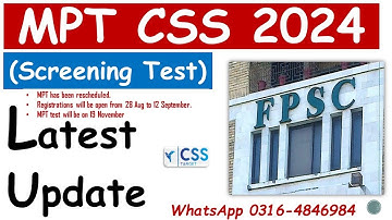 MPT CSS 2024 Latest Update | Apply Online issue | FPSC Website not Showing link | Screening Test