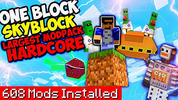 Hardcore One Block Skyblock but I download every single mod 4