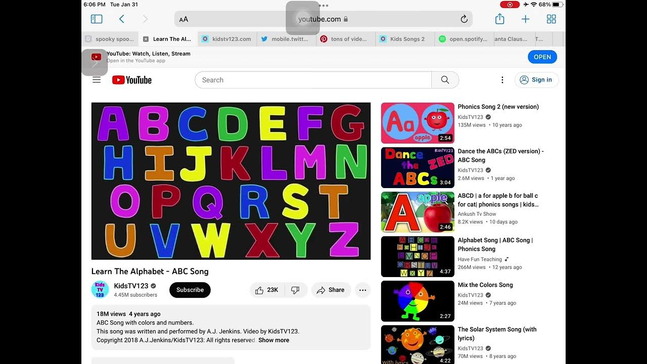 Kids Tv 123 The Letter Sounds Song Learn The Alphabet Abc Song kids TV 123 2x speed - YouTube