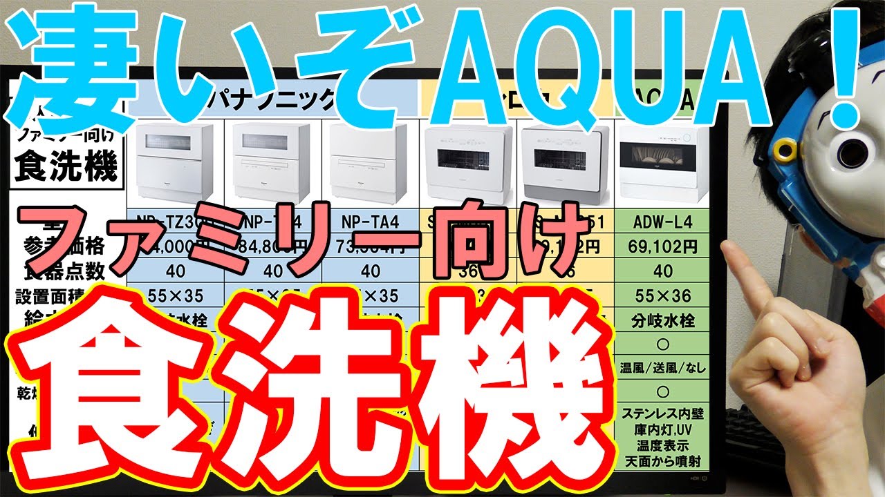 AQUAのファミリー向け食洗機がどう凄いのか解説【ADW-L4】 - YouTube