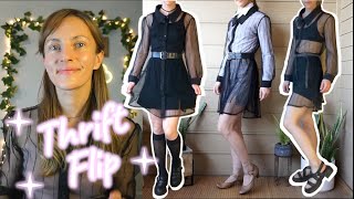 Thrift Flip Shirt into a Sheer Dress + 6 outfit ideas
