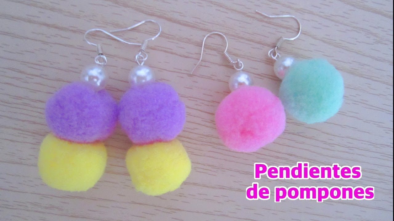 Pendientes pompones - YouTube