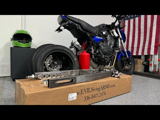 One-Off” Evil Swingarm for R7 Swapped Grom - YouTube