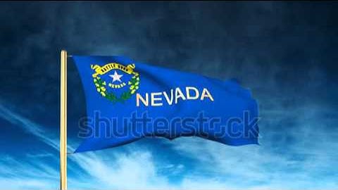 nevada flag slider style with title. Waving in the wind with cloud background animation Stock video