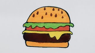 How To Draw A Cheese Burger Hamburger Very Easy Steps To Draw Burger