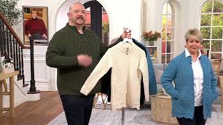 Aran Craft Merino Wool Zip Front Sweater Cardigan on QVC