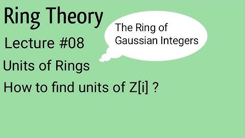 Lecture#8 Units of Gaussian integers (Ring) Z[i].