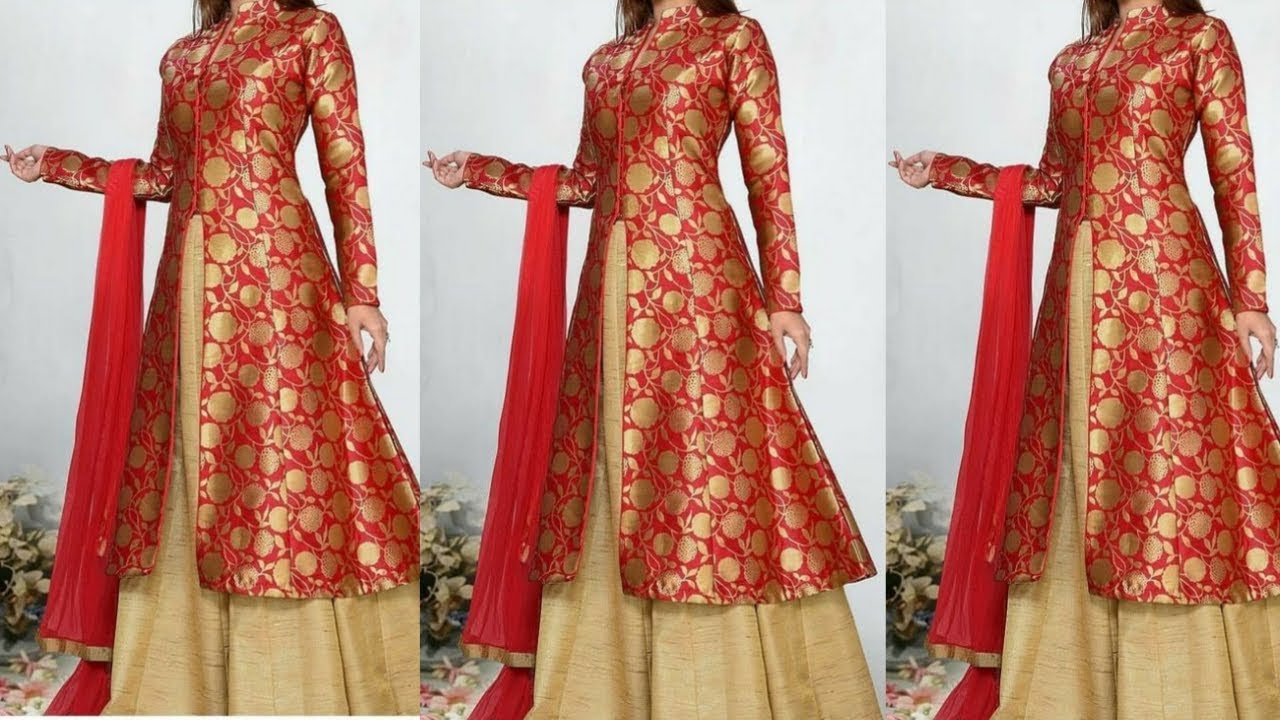 Brocade kurti with skirt 2020/latest brocade dress design/ Brocade suit