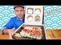 موكبانغ السوشي الياباني صندوق عائلي بأنواع مختلفة من السوشي Japanese Sushi Mukbang Eating Show 