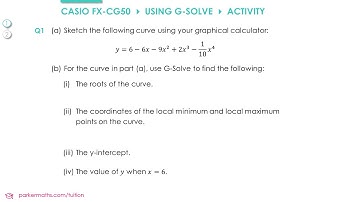 Casio FX-CG50 Graphic Calculator » Graphing » G-Solve Activity
