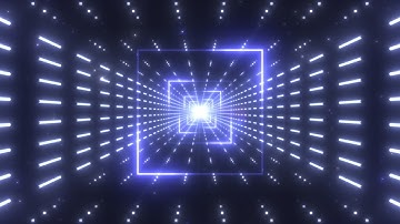 Futuristic Neon Lights Flashing Tunnel of Endless Blue Glow Squares 4K UHD 60fps 1 Hour Video Loop