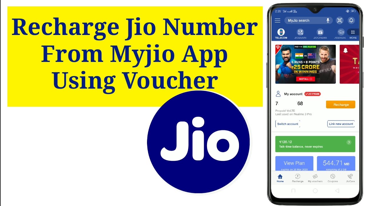 Recharge Jio Number From Myjio App Using voucher 2020