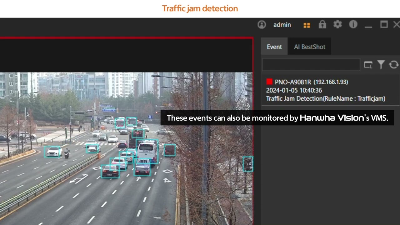 Hanwha Vision Traffic Pack Traffic jam detection