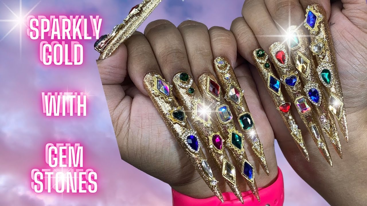 10. Creative Ways to Use Gold Gems in Nail Art - wide 2