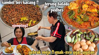 MENU KESUKAAN MAJIKAN ‼️MASAK SAMBAL TERI KACANG & BALADO TERONG + TELOR - Enaknya UGAL-UGALAN