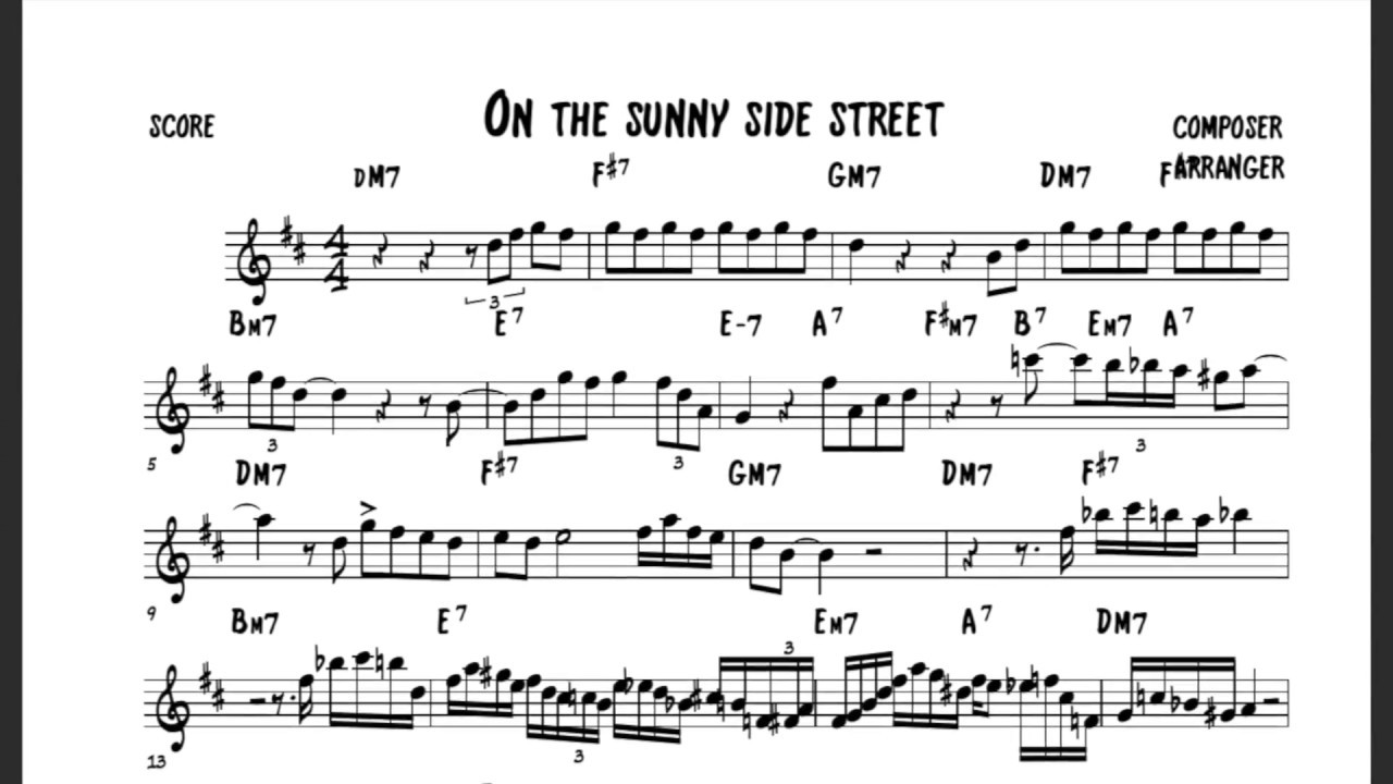 On The Sunny Side Of The Street Sonny Rollins Transcription Youtube