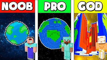 Minecraft Battle: NOOB vs PRO vs HACKER vs GOD: PLANET BASE HOUSE BUILD CHALLENGE / Animation