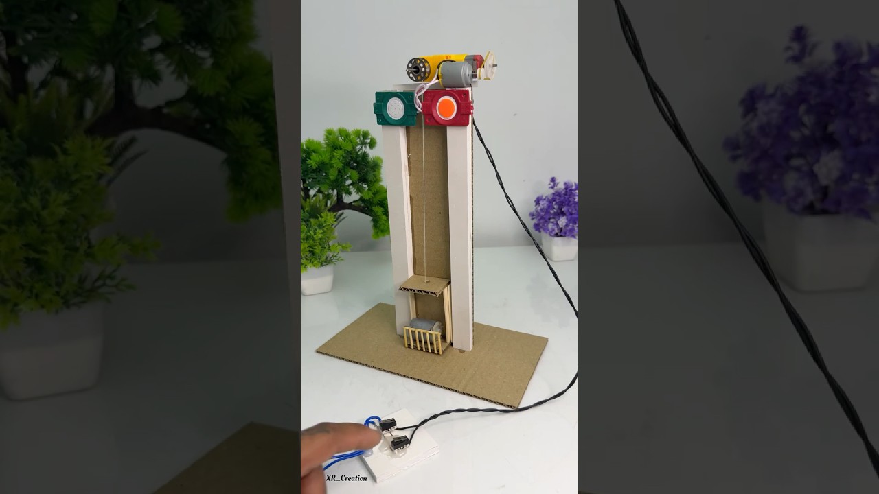 Electric Elevator Lift Powered with Gear Motor #tech #schoolproject #sciencemodel #diy #experiment
