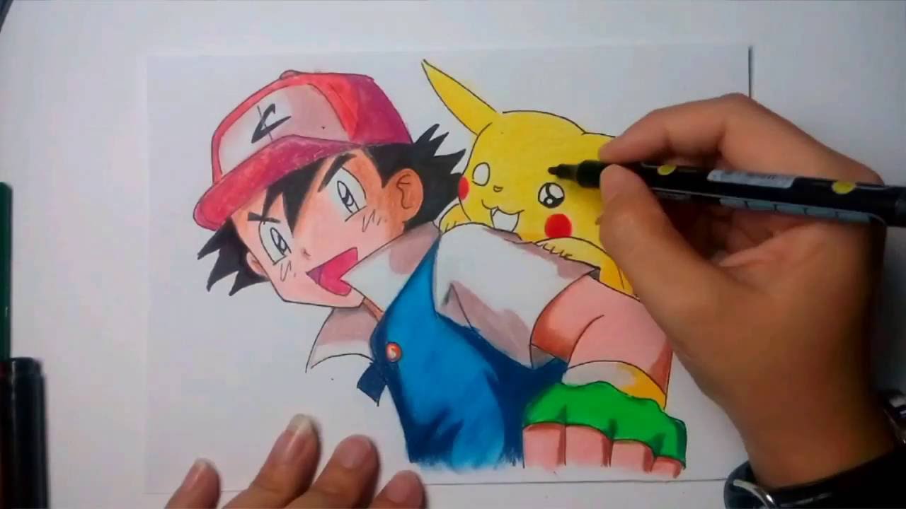 Speed Drawing Ash & Pikachu / Pokémon - Desenho Gamer 