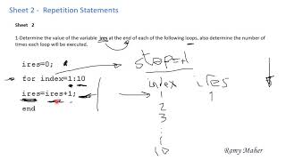 (Arabic)  Matlab Sheet 2  - Problem 1 -  For Loop   Continue   Break