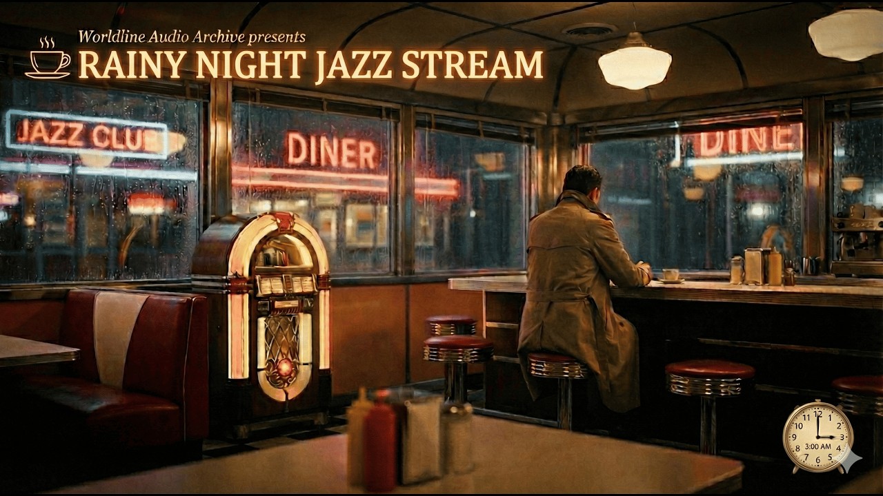 どしゃ降りの夜、場末のダイナーで。｜Jazz & Heavy Rain Ambience
