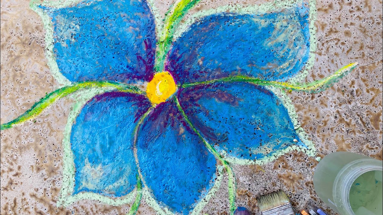 How To Draw A Flower With Sidewalk Chalk Art Happy With Katie Youtube