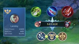 The One Shot One Killlesley Build And Emblem Savagemobile Legends 20 Kills