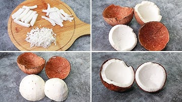How To Remove Coconut Flesh From Shell in 10 Mins | Easiest Way to Peel Coconut From Shell | Queen