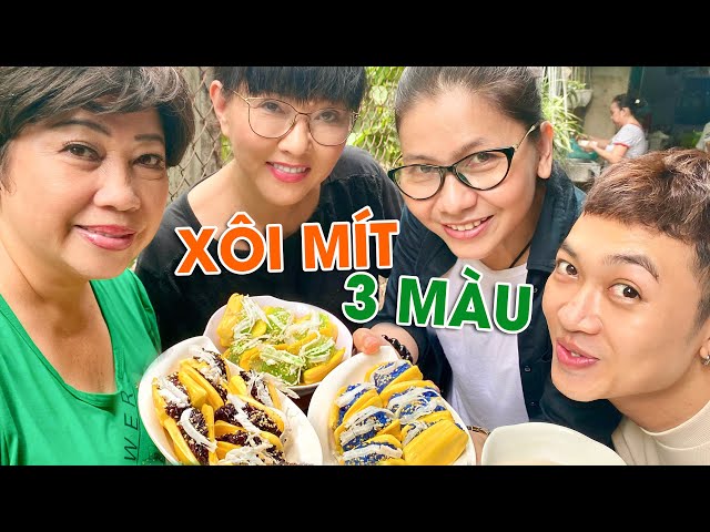 MÓN NGON MIỀN TÂY: XÔI MÍT 3 VỊ (HOA ĐẬU BIẾC,LÁ CẨM,LÁ DỨA) ăn là ghiền