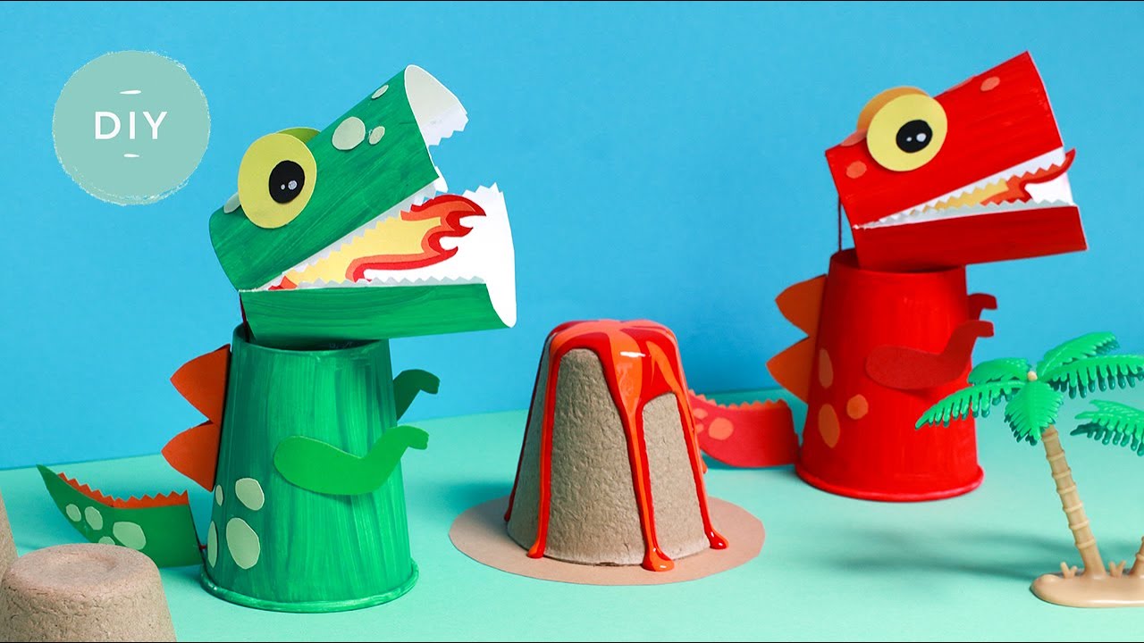 Een brullende T-Rex knutselen van papieren bekers - YouTube