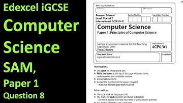 Edexcel iGCSE Computer Science SAM Paper 1 Question 8