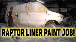 Painting My Diesel 4x4 E350 Van w/ Raptor Bed Liner! - Van Life Build